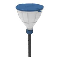 Product Image of Funnel ''ARNOLD'' with ball-valve and lid, V2.0, GL45, HDPE white, with lance (220 mm), splash guard and removable sieve, funnel diameter = 200 mm