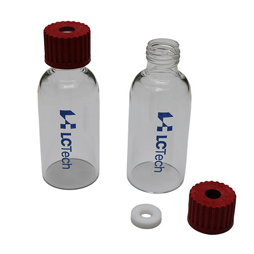LCTech Reservoir, Glas, 100 ml, spülmaschinenfest, wiederverwendbar, mit Schraubverschluss und PTFE-Dichtung, Dichtung passend für 3-ml-