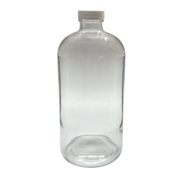JG Finneran 32 oz, 1000 ml Clear Boston Round Bottle, 94x206 mm 33-400 mm Thread, 12 pc/PAK