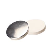 Product Image of Septa, 20 mm diameter, silicone white/aluminium foil silver, 50° shore A, 3,0mm, 10 x 100 pc