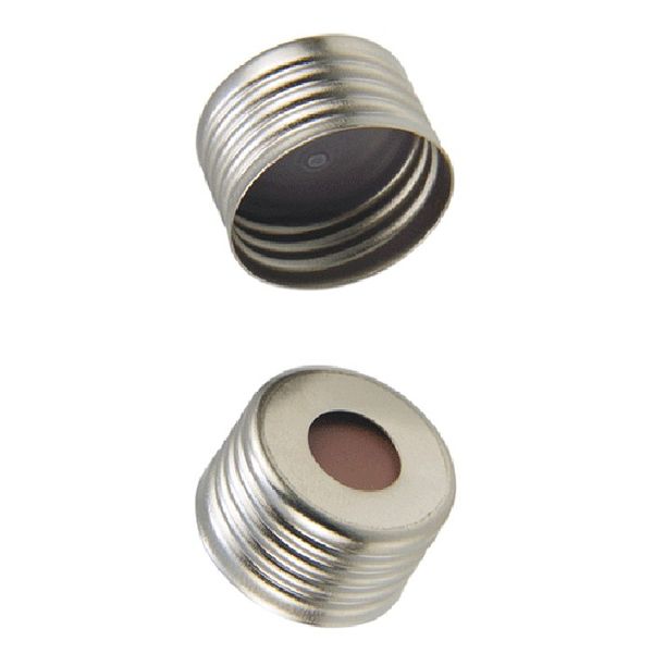 Microsolv Headspace Screw Cap silver, magnetic, 18 mm, with red Rubber/grey TEF fitted Septa, 1000 pc/PAK