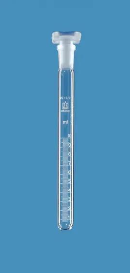 Brand GmbH & Co. KG Test tubes, Boro 3.3, graduated, PP stopper, 10 ml : 0.1 ml, NS 12/21, 15 x 165 mm, white graduated, 10 pc/PAK