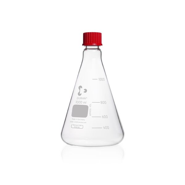 Duran Group Erlenmeyer flask/DURAN, 1000ml, with graduation, cap, 10 pc/PAK