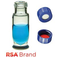 Product Image of Vial & Cap Kit Incl. 100 1.8ml Maximum Recovery, Screw Top, Clear RSA™ Autosampler Vials & 100 Blue Screw Caps with bonded White Silicone Rubber / Red PTFE Soft-Guard Septa, RSA Brand Easy Purchase Pack