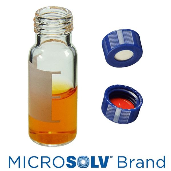 Microsolv EPP Vial, PP clear, 2 ml, Screw Cap blue with Sil/PTFE Septa slit, Write-on Patch, 100 pc/PAK