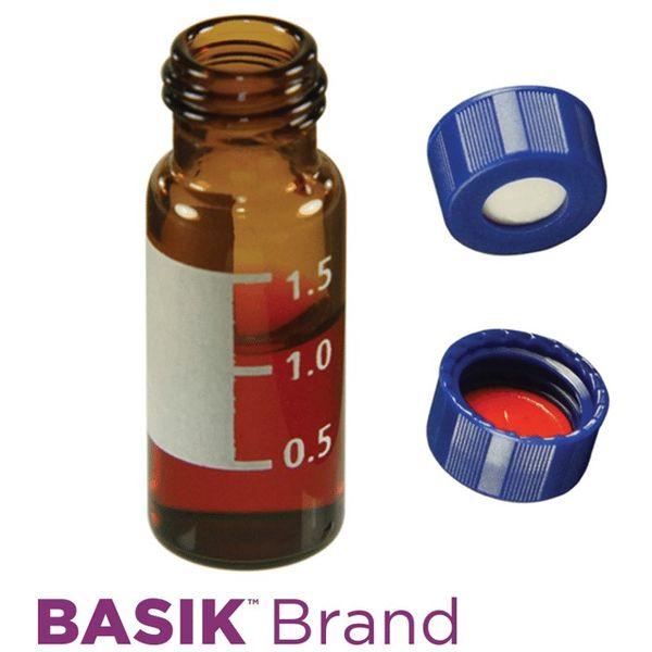 Microsolv EPP Vial, PP amber, 2 ml, Screw Cap blue with bonded Soft-Guard Sil/PTFE Septa slit, 100 pc/PAK