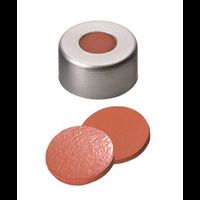 ND11 Crimp Seals: Aluminum Cap clear lacquered + centre hole, Natural Rubber red-orange/TEF transparent, 1000/pac