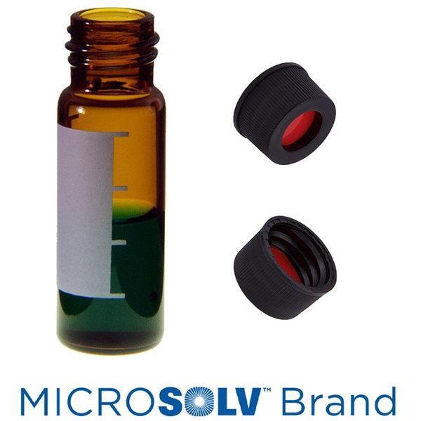 Microsolv EPP Vial, amber, 4 ml, Screw Cap black with PTFE/SIL/PTFE Septa, Write-On Patch, 100 pc/PAK
