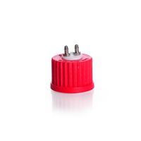 Product Image of DURAN Connection Cap System GL 25 with red PBT screw-cap, PTFE inert with 2-ports (stainless steel)