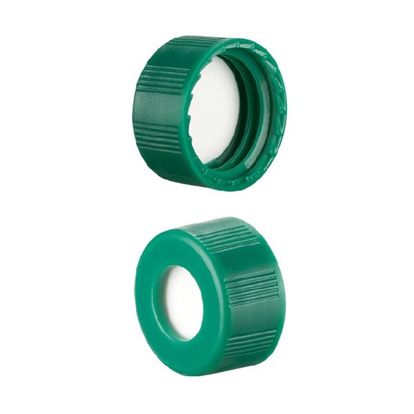 Microsolv Screw Cap green, 9 mm, with white Sil/natural PTFE Fitted Septa LCMS, 100 pc/PAK