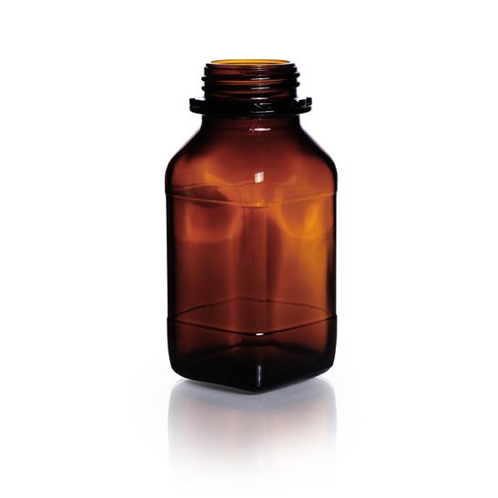 Duran Group Weithalsflasche, Braunglas, 500 ml, vierkant, ohne Ausgießr. u. Kappe, 10 St/Pkg