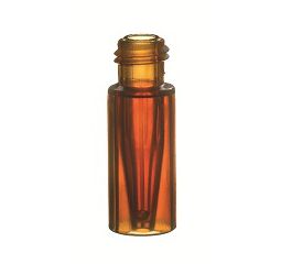 Altmann Analytik ND9 TPX Kurzgewindefl. mit Glas-Mikroeinsatz, 32x11,6mm, Braunglas, 15mm Spitze, silanisiert, silanisiert, 10x100/PAK