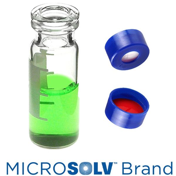 Microsolv EPP Vial, clear, 2 ml, Snap Cap blue with Sil/PTFE Septa slit, Write-On Patch, 100 pc/PAK