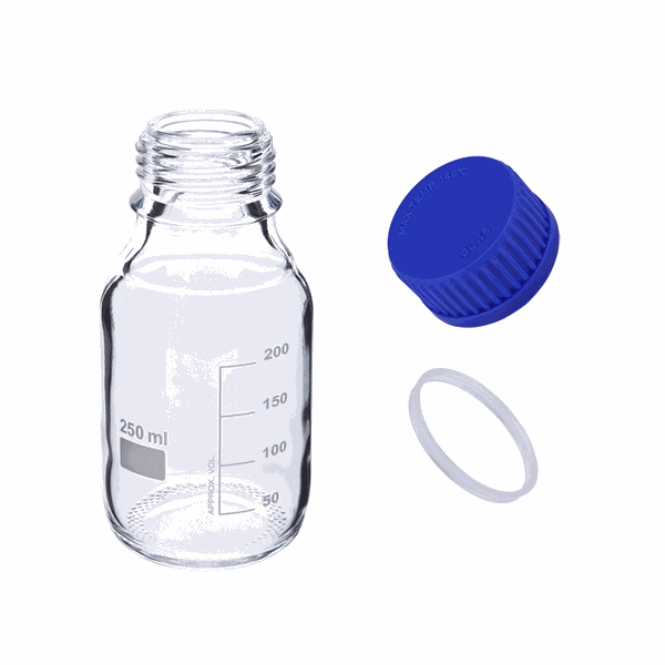 Microsolv Bottles, HPLC Mobile Phase Storage, Glass, Clear, 250 ml, Screw Top, GL45 Threads, 10 pc/PAK