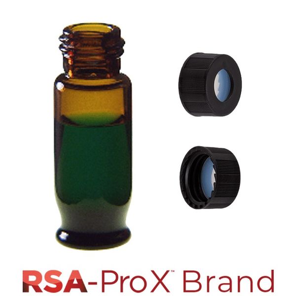Microsolv Vial & Cap Kit: 100 1.8ml, Screw Top, Hydrophobic, Amber Autosampler Vials & 100 Black Caps with Clear Sil/PTFE Sept