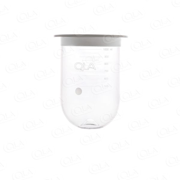 QLA 1000mL Clear Glass PEAK Vessel with Plastic Rim, Serialized