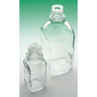 Product Image of Enghalsflasche, Braunglas, GL 45, 1000 ml, vierkant, mit Ausgießring und Staubschutzkappe ohne Verschluss