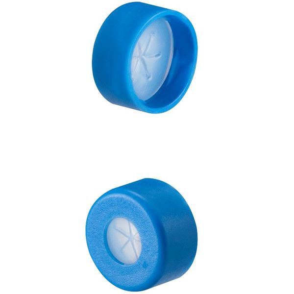Microsolv Snap Cap light blue 11 mm, with AQR white Sil/Clear PTFE Star Preslit Fitted, 100 pc/PAK