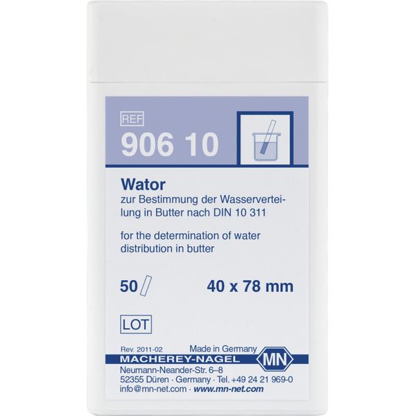 Macherey-Nagel Testpapier WATOR, zur Bestimmung der Wasserverteilung in Butter, 50 Blatt, 78 x 40 mm