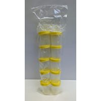 Product Image of Probenbecher, mit gelben Deckel, steril, zu 10 Stück verpackt im Beutel, 125 ml, 500 St/Pkg