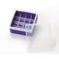 Product Image of PP Aufbewahrungs-Box für 20ml EPA-Vials, Deckel, (130x130x102mm), 16 Kammern
