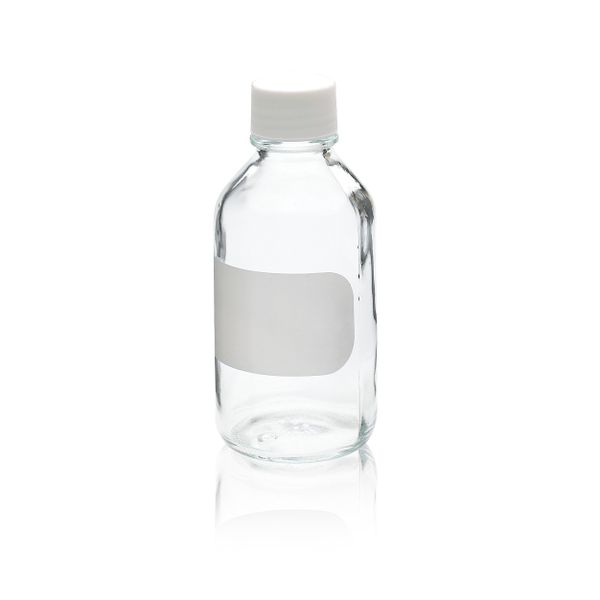 DWK Wheaton Reagent bottle, 125ml, with 33-430 PP screw cap without hole with PTFE insert, 55 x 120 mm, 6 pc/PAK