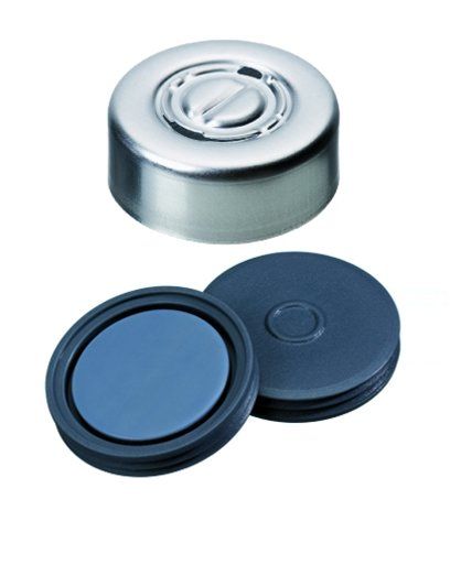Altmann Analytik 13mm Combination Seal: Aluminium Cap, Clear Lacquered, Centre Tear Off, Pharma-Fix-Septa, Butyl/PTFE, 50° Shore A, 2.0mm 1000 pc/PAK