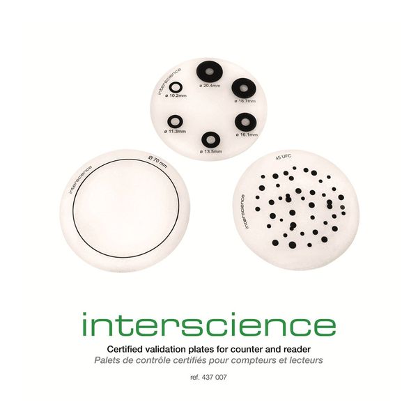 Interscience Zertifizierte Validierungsplatten für Zähler und Lesegerät Scan 500, 1200, 3000Ai und 5000 Ai, 3 St/Pkg