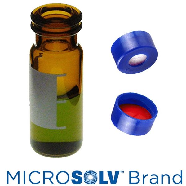 Microsolv EPP Vial, amber, 2 ml, Snap Cap blue with Sil/PTFE Septa slit, Write-on Patch, 100 pc/PAK