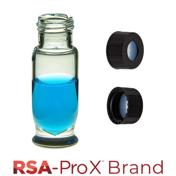 Microsolv Vial & Cap Kit: 100 1.8ml, Screw Top, Hydrophobic, Clear Autosampler Vials &100 Black Caps with Clear Silicone Rubber / PTFE Septa