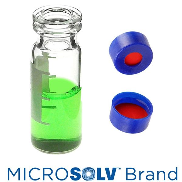 Microsolv EPP Vial, clear, 2 ml, Snap Cap blue with PTFE/Sil/PTFE Septa, Write-On Patch, 100 pc/PAK