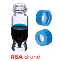 Product Image of Vial & Cap Kit Incl. 100 1.2ml, MRQ, Screw Top, Clear RSA™ Autosampler Vials & 100 light blue Screw Caps with fitted clear AQR Sil/PTFE, ultra-pure Septa, RSA Brand Easy Purchase Pack