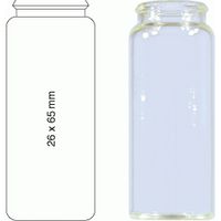 Product Image of 25 mL Schnappdeckelflasche N 22 AD: 26 mm, Außenhöhe: 65 mm klar, flacher Boden Packung à 100 St.