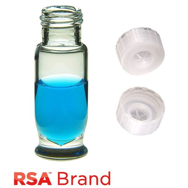 Microsolv Fläschchen & Kappen-Kit Inkl. 100 1.8ml Maximum Recovery, Schraubkappe, Klarglas RSA Autosampler Fläschchen & 100 naturfarbene, Single 
