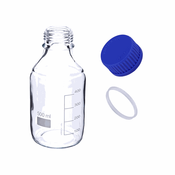 Microsolv Bottles, HPLC Mobile Phase Storage, Glass, Clear, 500 ml, Screw Top, GL45 Threads, 10 pc/PAK