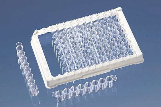 Brand GmbH & Co. KG 96-Well strip plate (12 x F8), with grid, PS, pureGrade , transparent, dividable, F-bottom, medium binding, Cert. LS-Q, 100 pc/PAK