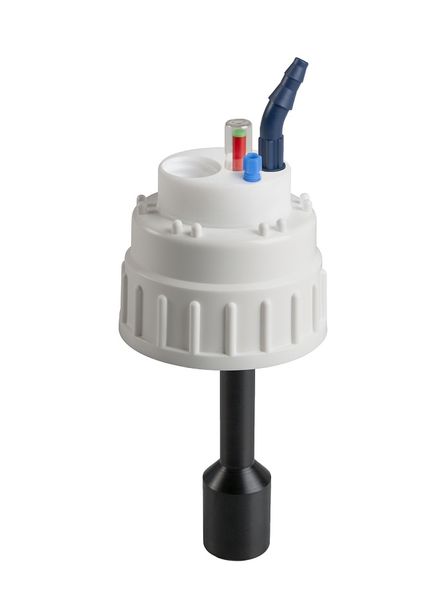 SCAT SafetyWasteCap B53, mechanical level control, 1x 2.3/3.2 mm OD, 1x 6.4 - 9 mm ID + connector for exhaust filter