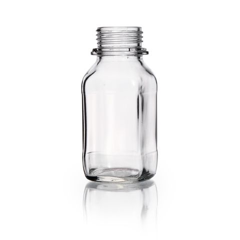 Duran Group Weithalsflasche, Klarglas, 250 ml, vierkant, ohne Ausgießr. u. Kappe, 10 St/Pkg