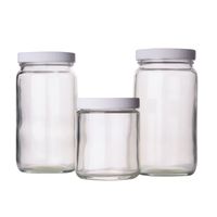 Product Image of Glasbehälter, sicherheitsbeschichtet, klar, rund, gerade, 16oz, PF-Schraubkappe, schwarz, 70-400, PV-Einlage, 12 St/Pkg