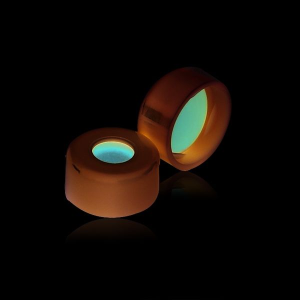 DWK Wheaton 11 mm snap cap, PE blue, with septum 0.002 PTFE red/0.036 silicone/0.002 PTFE red, 1000 pc/PAK