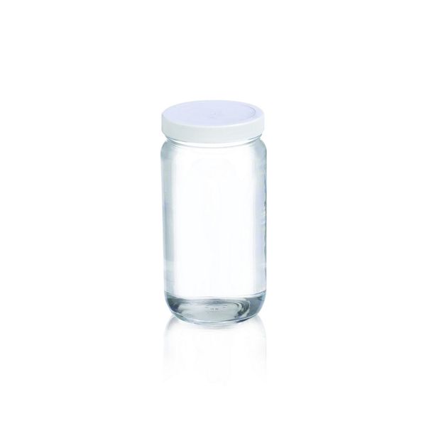 DWK Wheaton AC Round bottle, clear glass, 1oz, without screw cap, PP, white, 33-400, PTFE/PE insert, 34 x 68 mm, 432 pc/PAK