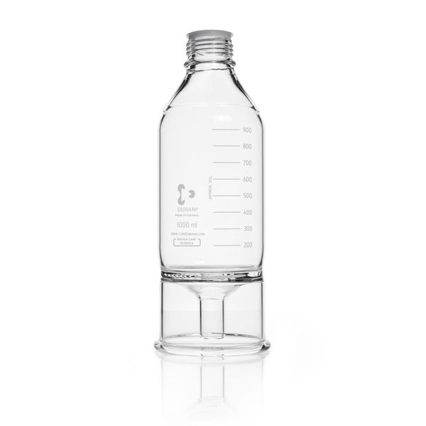 SCAT HPLC Reservoir-Flasche DURAN, GL45, Klarglas, 1000 ml, rund, Kappe und Ausgießring