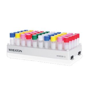 DWK Wheaton CryoELITE Benchmate Fläschchengestell, PP, 125x185x22, Napf ID 12,5 mm, für 50 Fläschchen, 5 St/Pkg