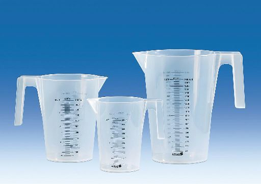 Vitlab Messbecher/PP, transparent, graduiert, 3000 ml mit Griff und Ausguss, stapelbar, 12 St/Pkg