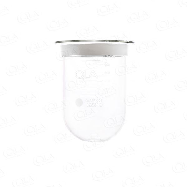 QLA 1000mL Clear Glass PEAK Vessel with Ring for Hanson SR8-Plus, Serialized