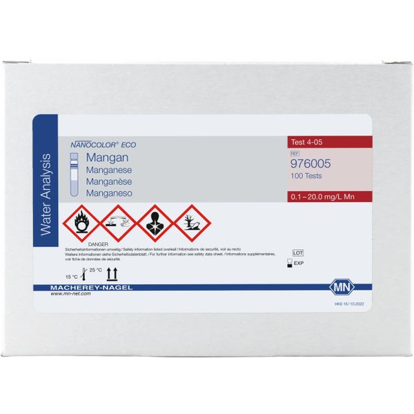 Macherey-Nagel Tube test NANOCOLOR ECO manganese, measuring range: 0.1 - 20 mg/L Mn, for 100 determinations