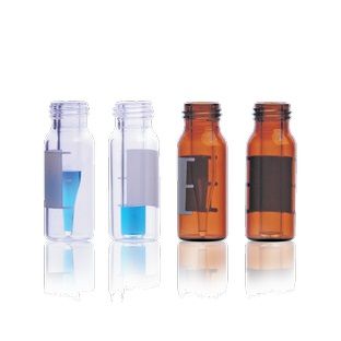 DWK Wheaton 9 mm Fläschchen, 76-Serie, Klarglas, Schriftfeld und 350 μl Einsatz, 12x32 mm, 100 St/Pkg