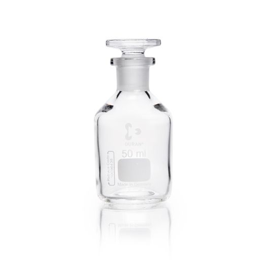 Duran Group Enghalsflasche, Klarglas, NS 14/15, 50 ml, mit Glas-Stopfen, 10 St/Pkg