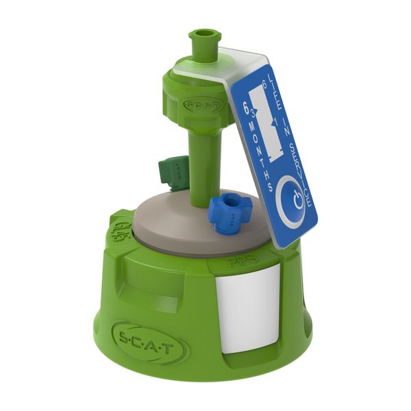 SCAT SafetyCap II, GreenLine, GL45, PEEK, 2 x capillary connection, PE fittings, ventilation valve
