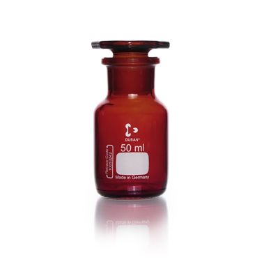 Duran Group Wide neck bottle, amber glass, NS 24/20, 50 ml, glass stopper, 10 pc/PAK